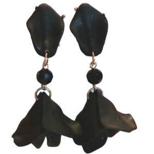 Black flower dress dangle Earrings Brit Rose
